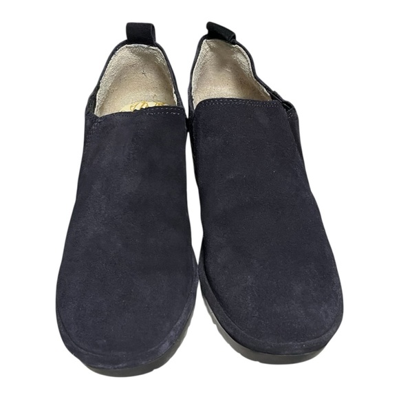 Fly London Wate Suede Low Ankle Slip-on Booties Women’s Size 38 US 7 - 7.5 Black - Picture 2 of 10